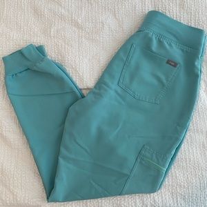 FIGS High-Waisted Zamora Jogger Scrub Pants in limited edition Sea Glass